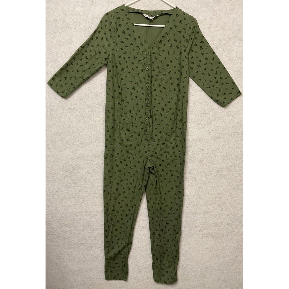 The Nines By HATCH Jumpsuit Womens XS Green Floral 3/4 Sleeve Maternity Casual